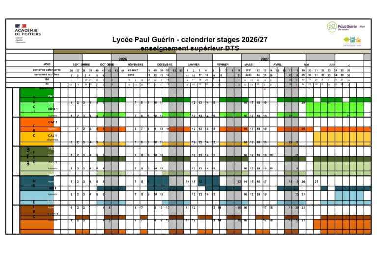 Calendrier BTS 2026 27
